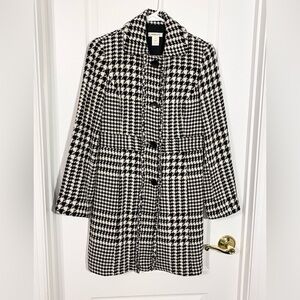 Vintage Y2K Harold’s Houndstooth Wool Ruffle Coat USA MADE